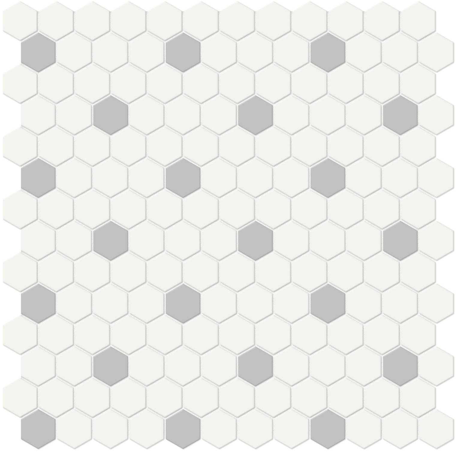 1" White w/ Loft Grey Matte Hex Mosaic | In Home Stone
