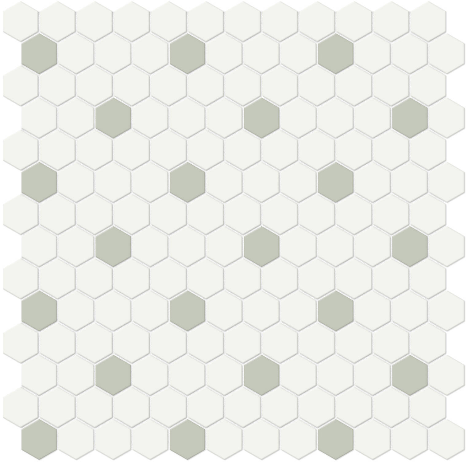 1" White w/ Soft Sage Matte Hex Mosaic | In Home Stone