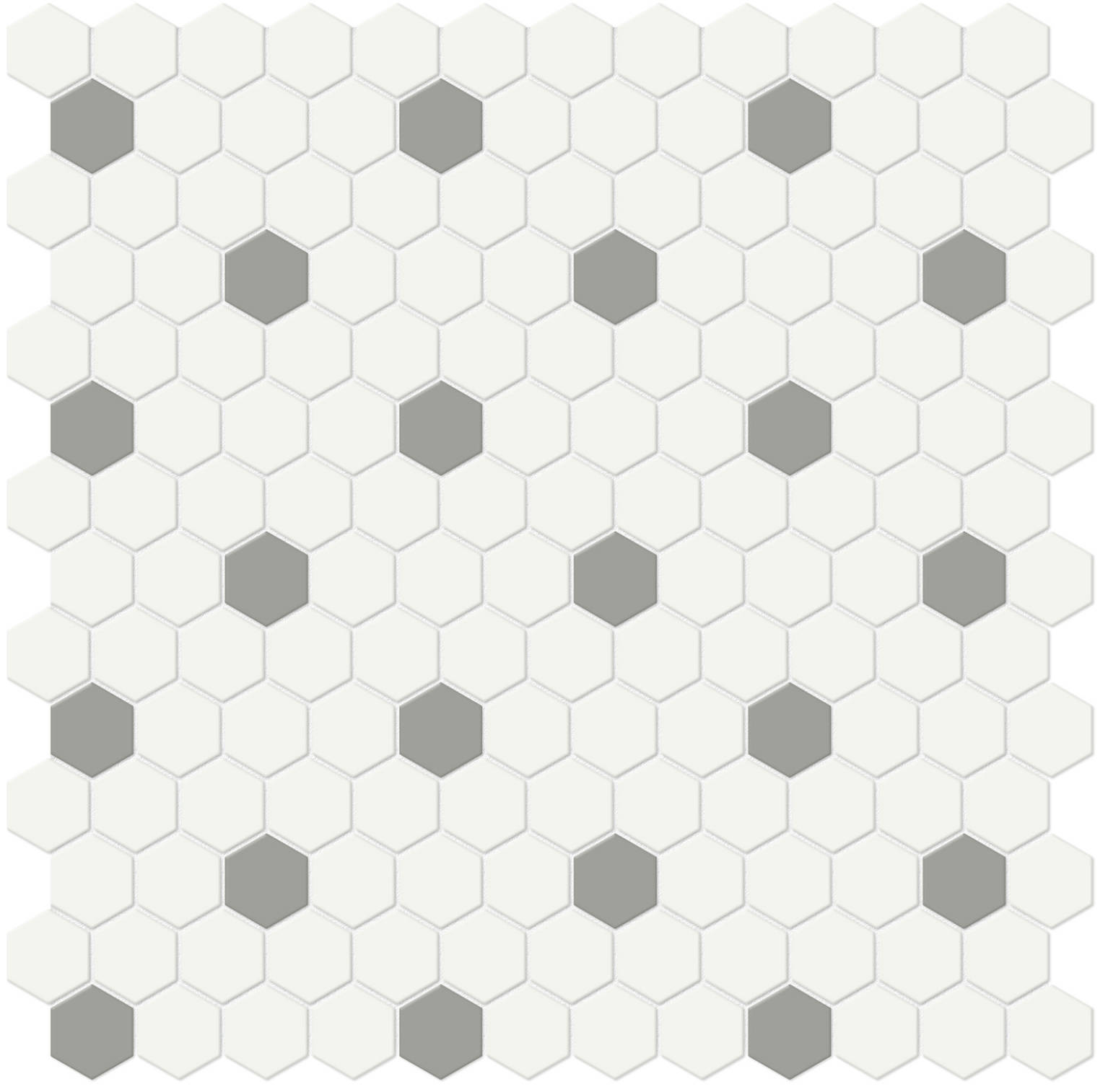 1" White w/ Taupe Matte Hex Mosaic | In Home Stone