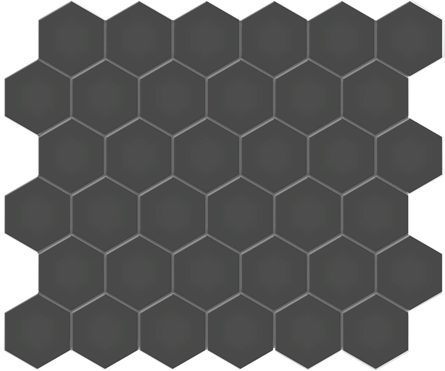 2" Retro Black Matte Unglazed Hex Mosaic | In Home Stone