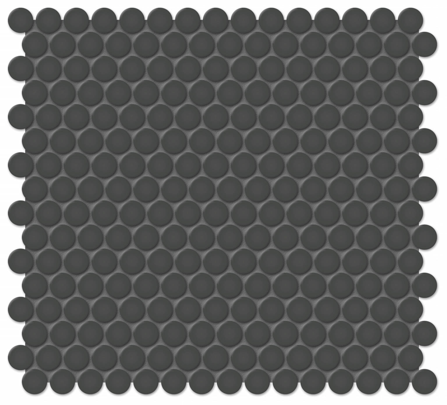 3/4" Retro Black Matte Penny Round Mosaic | In Home Stone