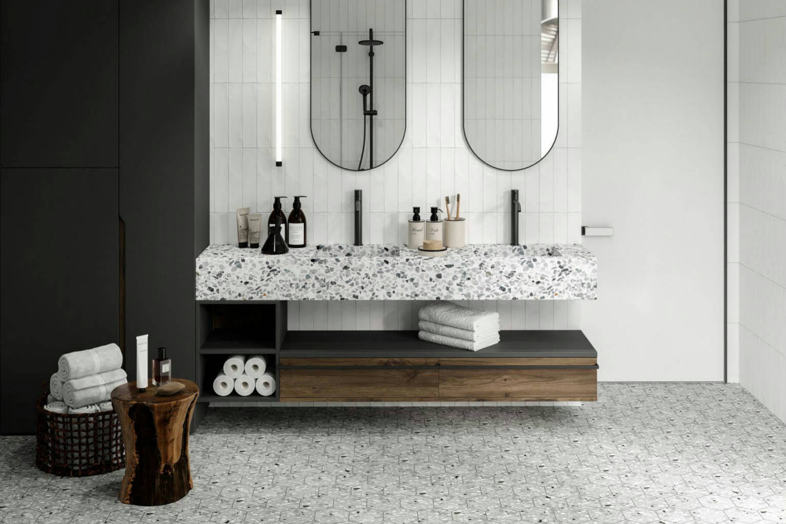 Altea 5.5X6.3&rdquo; Grey and White Hexagon  | In Home Stone