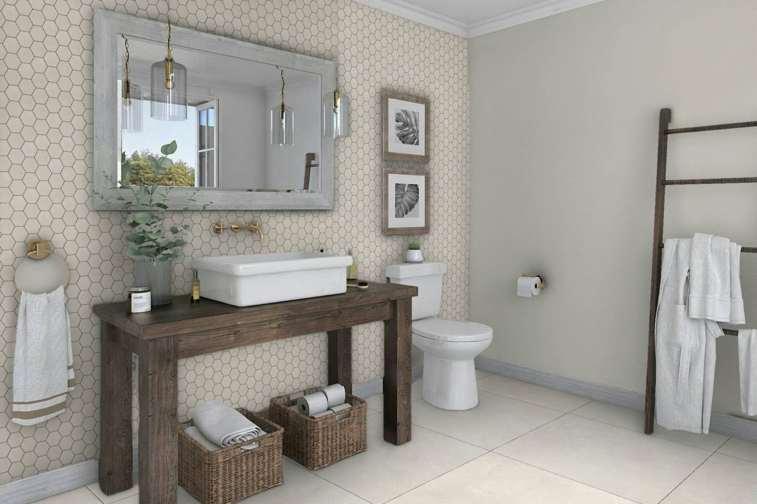 Ashland Cream 30X30 and 3x3 Mosaic | In Home Stone