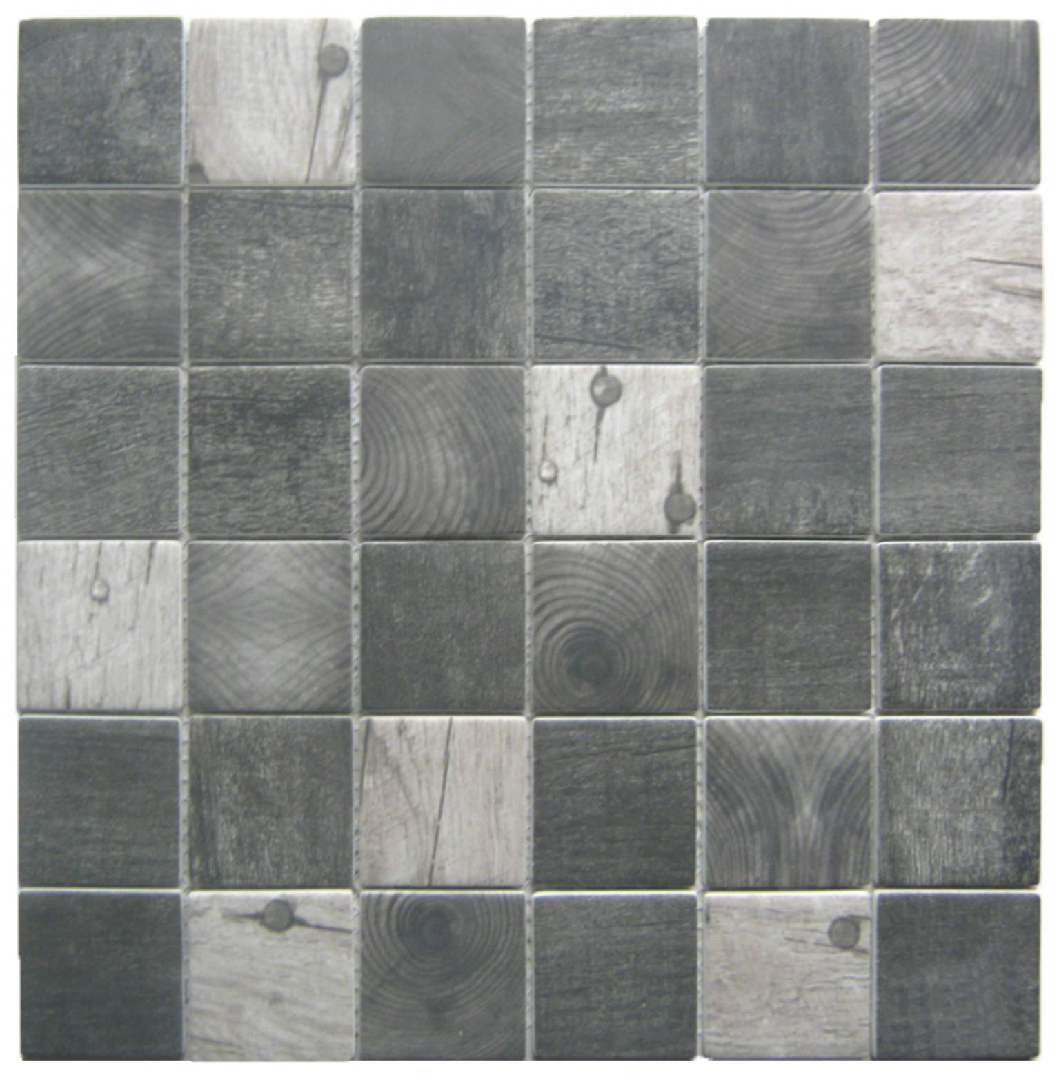 Black/Grey Recycled Glass Mix 2X2" Square Mosaic | In Home Stone