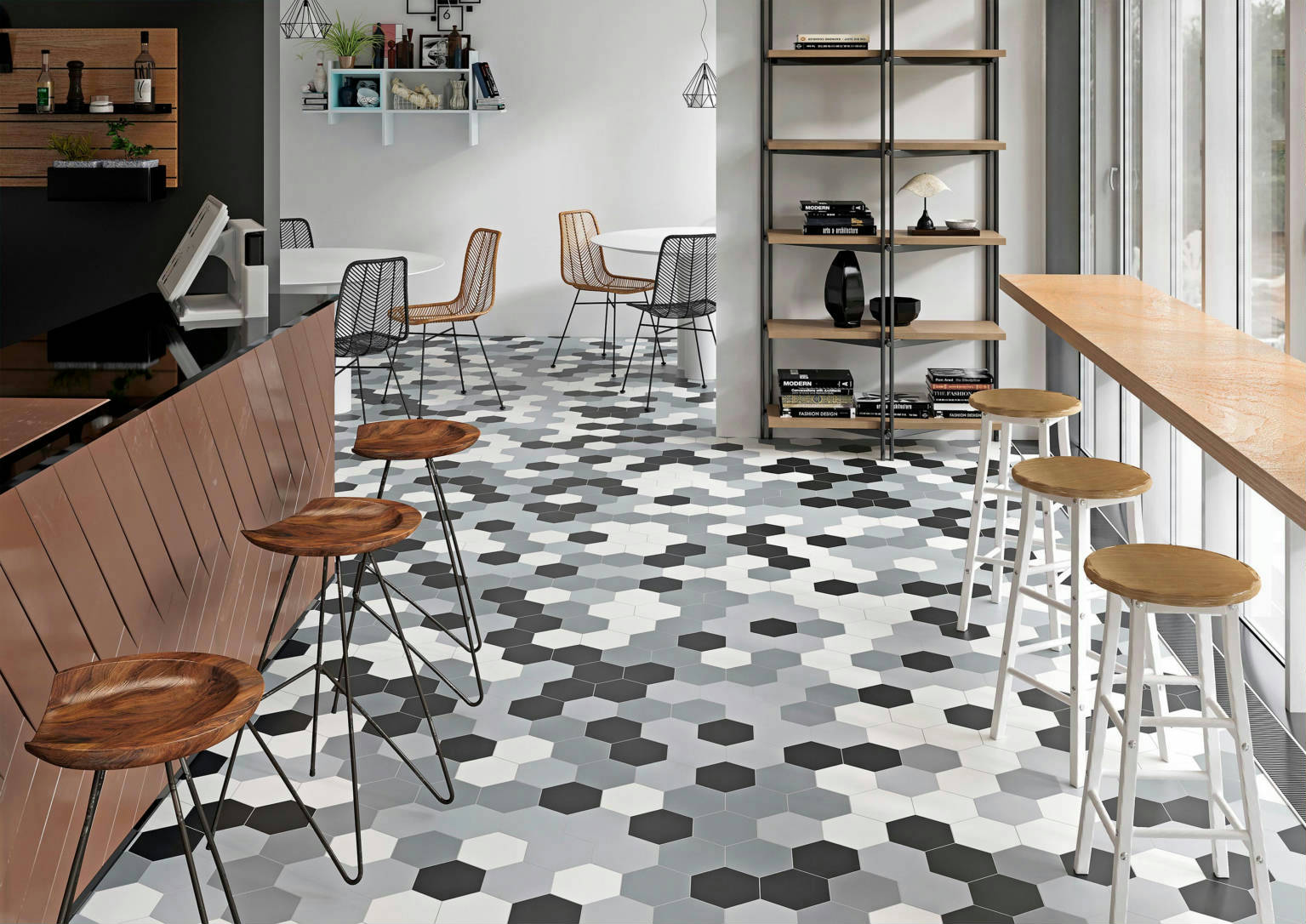 Vida 5.5X6.3” Black Hexagon | In Home Stone