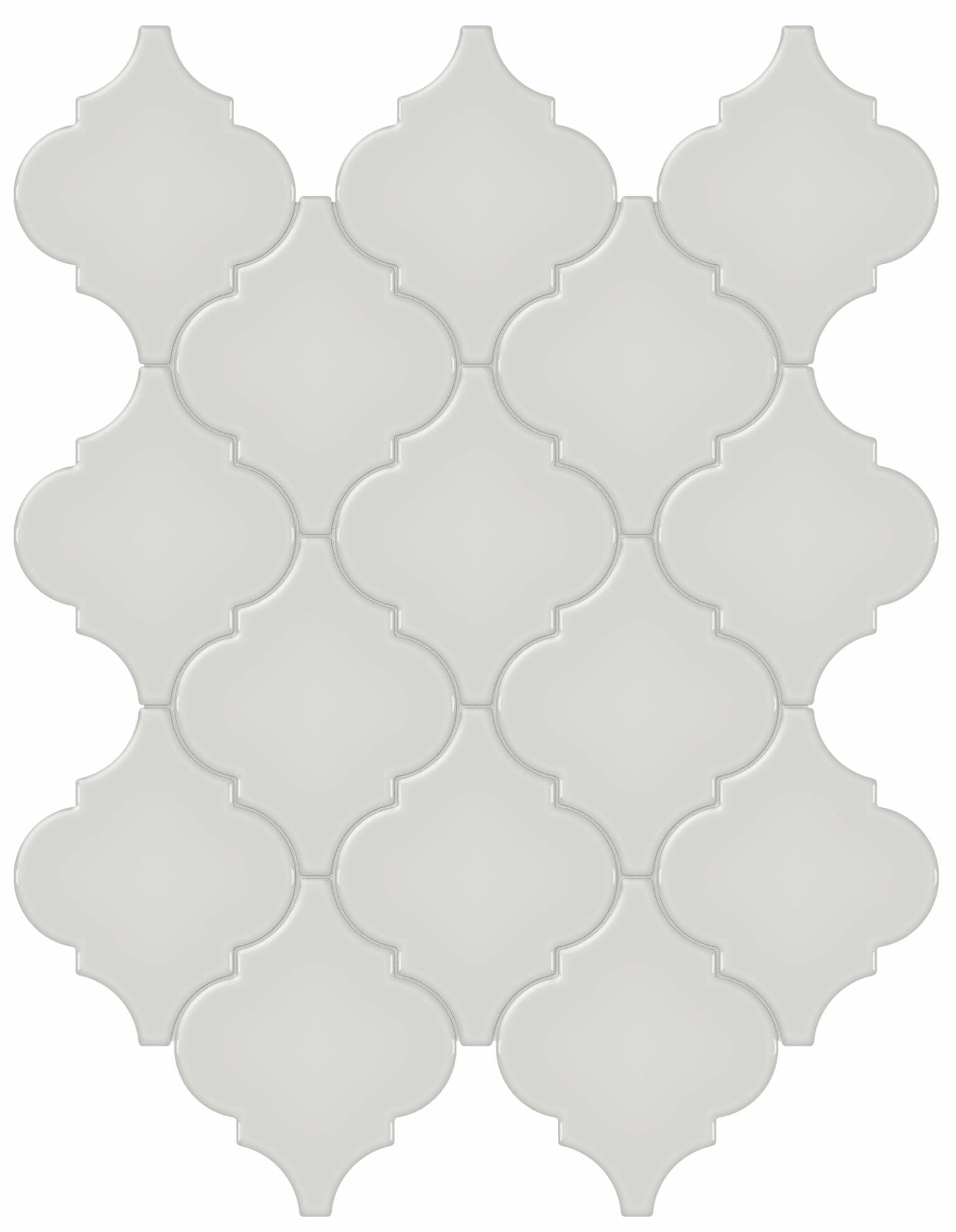 Warm Grey Glossy Arabesque Mosaic | In Home Stone