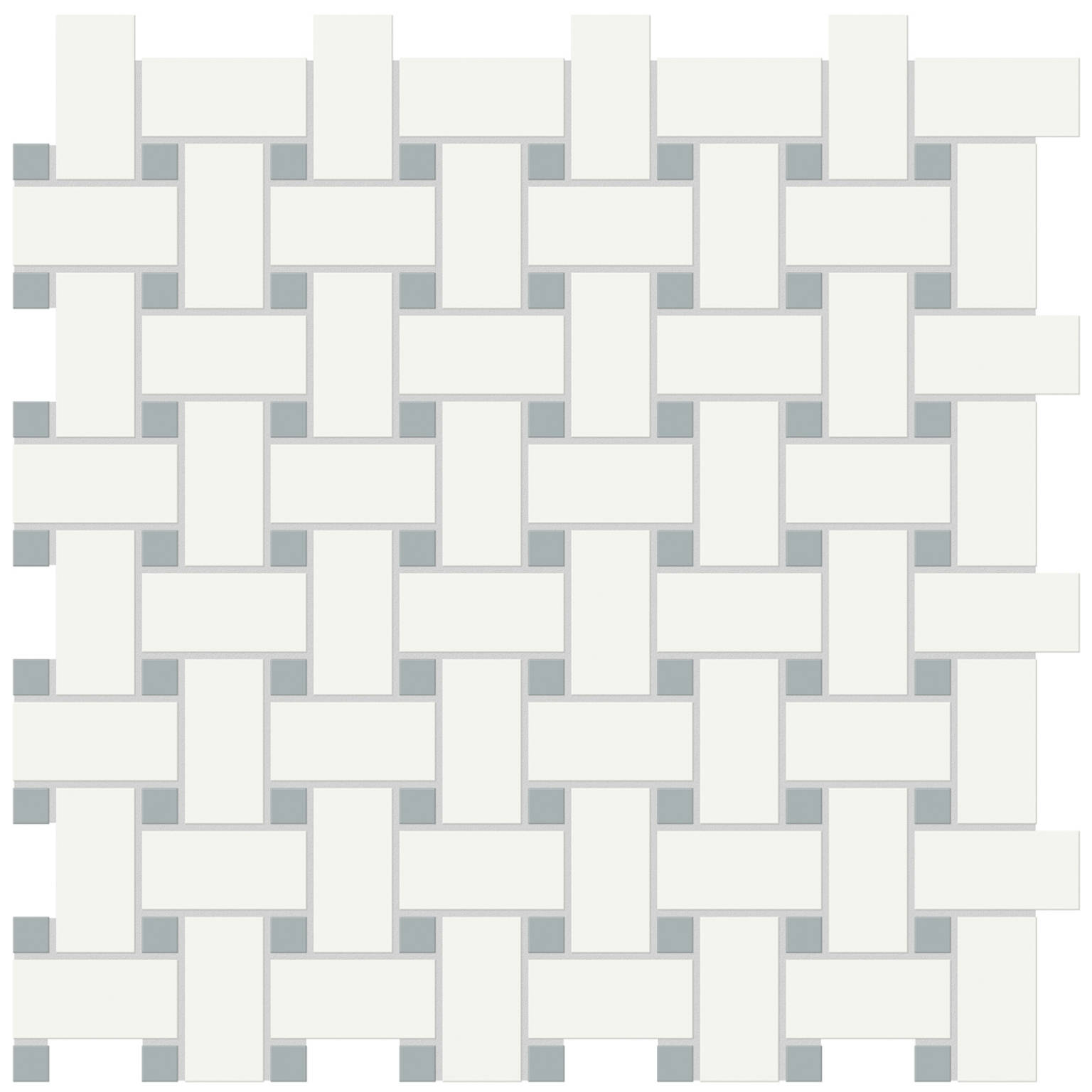 White w/Cloud Blue Matte Basketweave Mosaic | In Home Stone