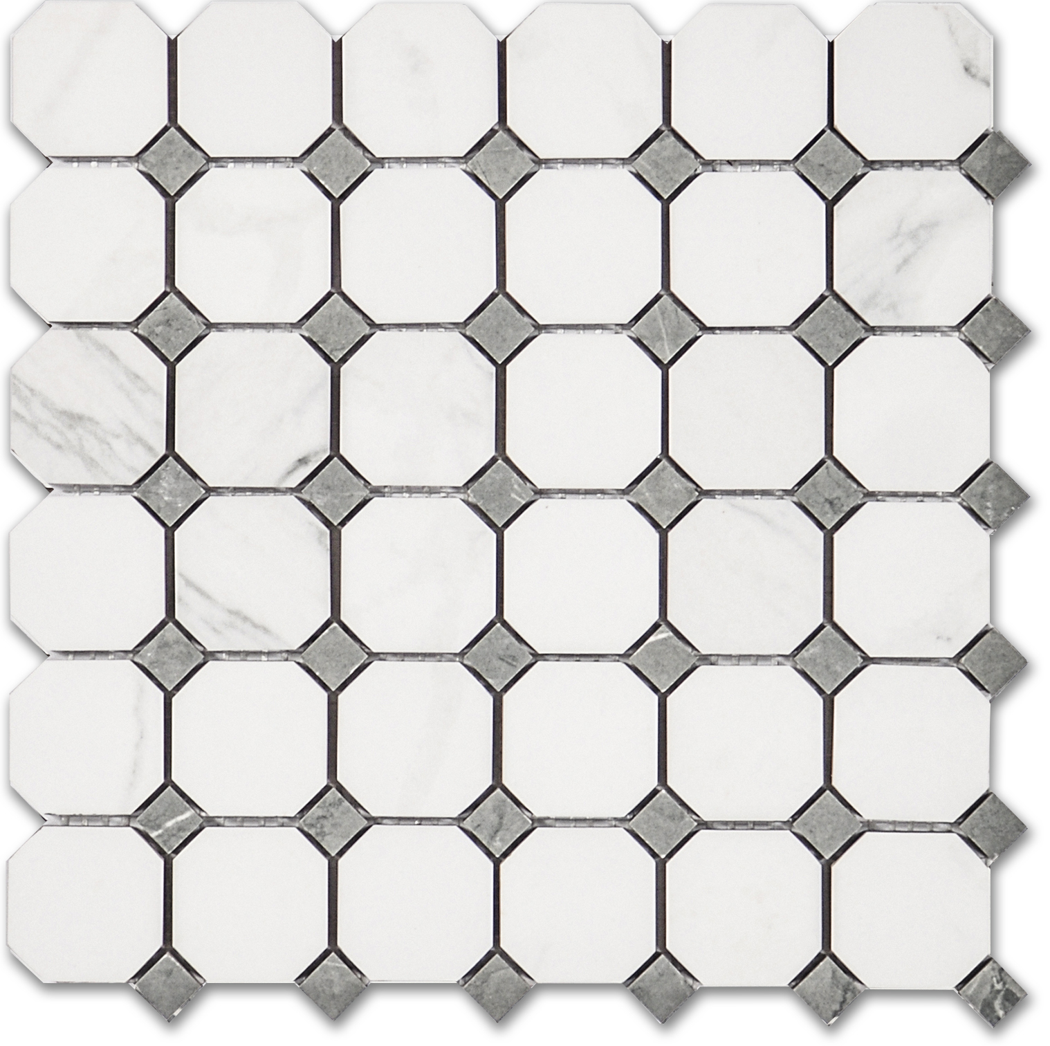 Treasure Statuario Polished Octagon/Dot Mosaic | In Home Stone