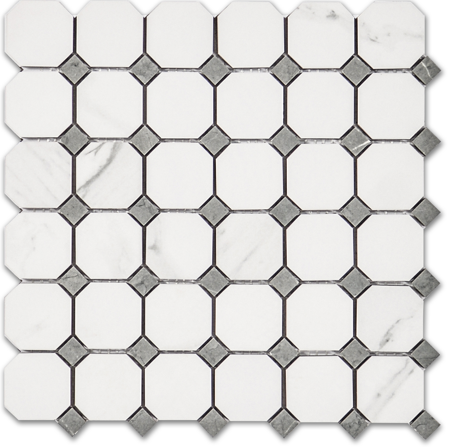 Treasure Statuario Polished Octagon/Dot Mosaic | In Home Stone