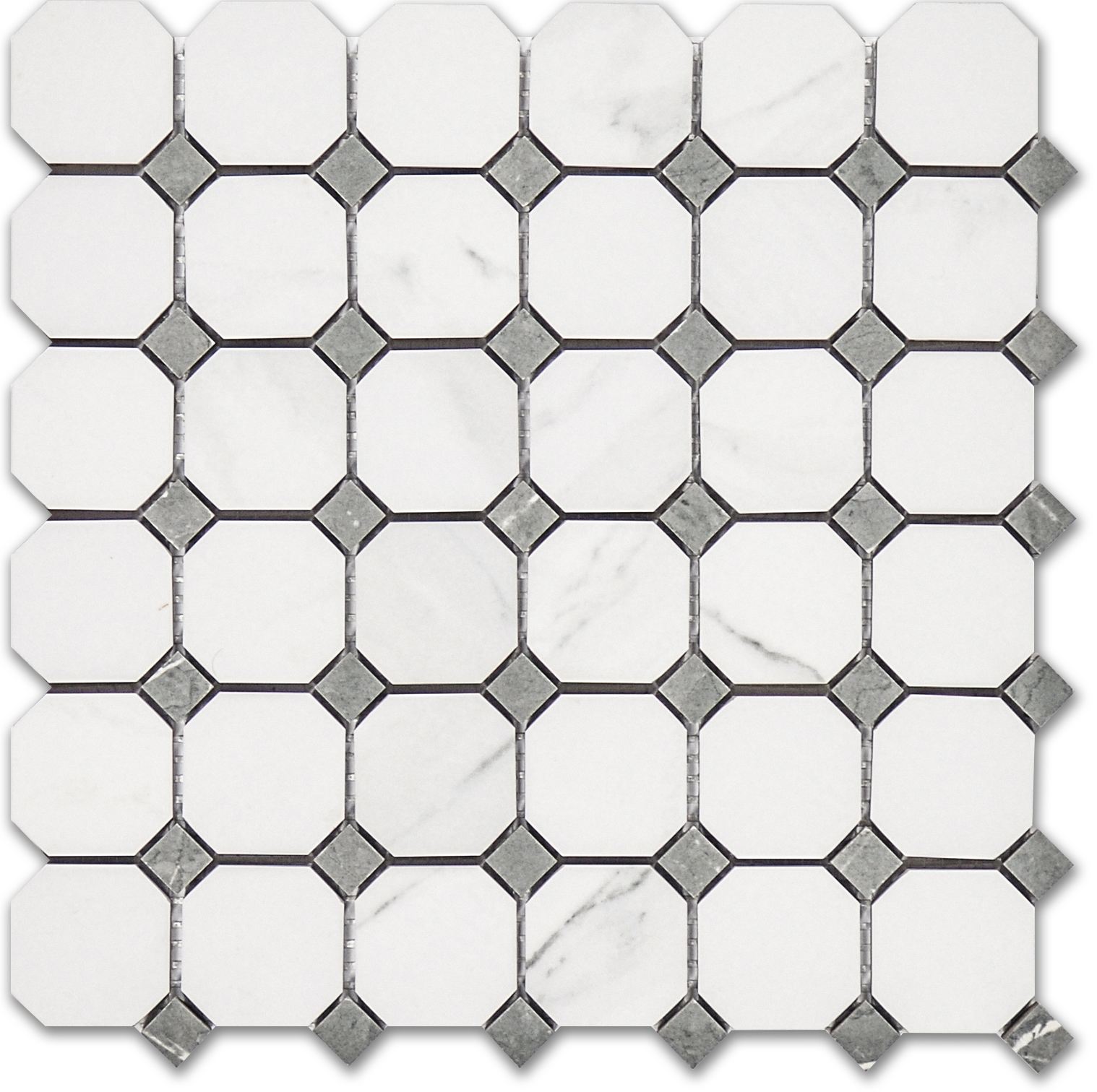 Treasure Statuario Polished Octagon/Dot Mosaic | In Home Stone