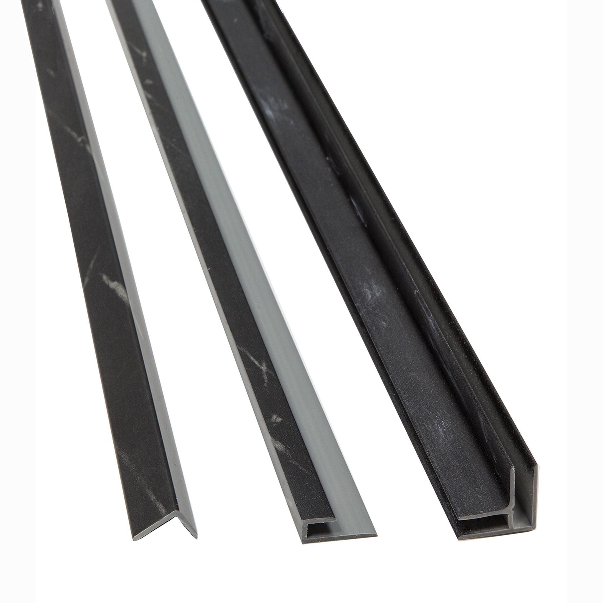 Black Ice 94" Trim Kit, 2 Inside Comers, 2 J Trims, 2 L Trims | In Home Stone