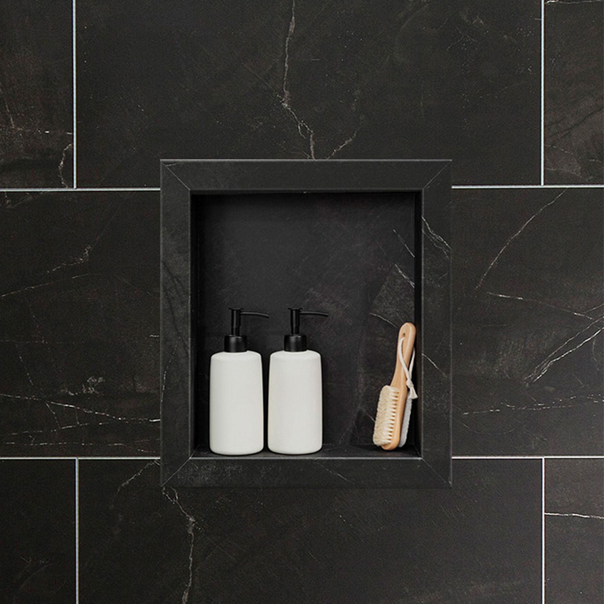 Black Ice Shower Niche 14.5 x12 Inside | In Home Stone