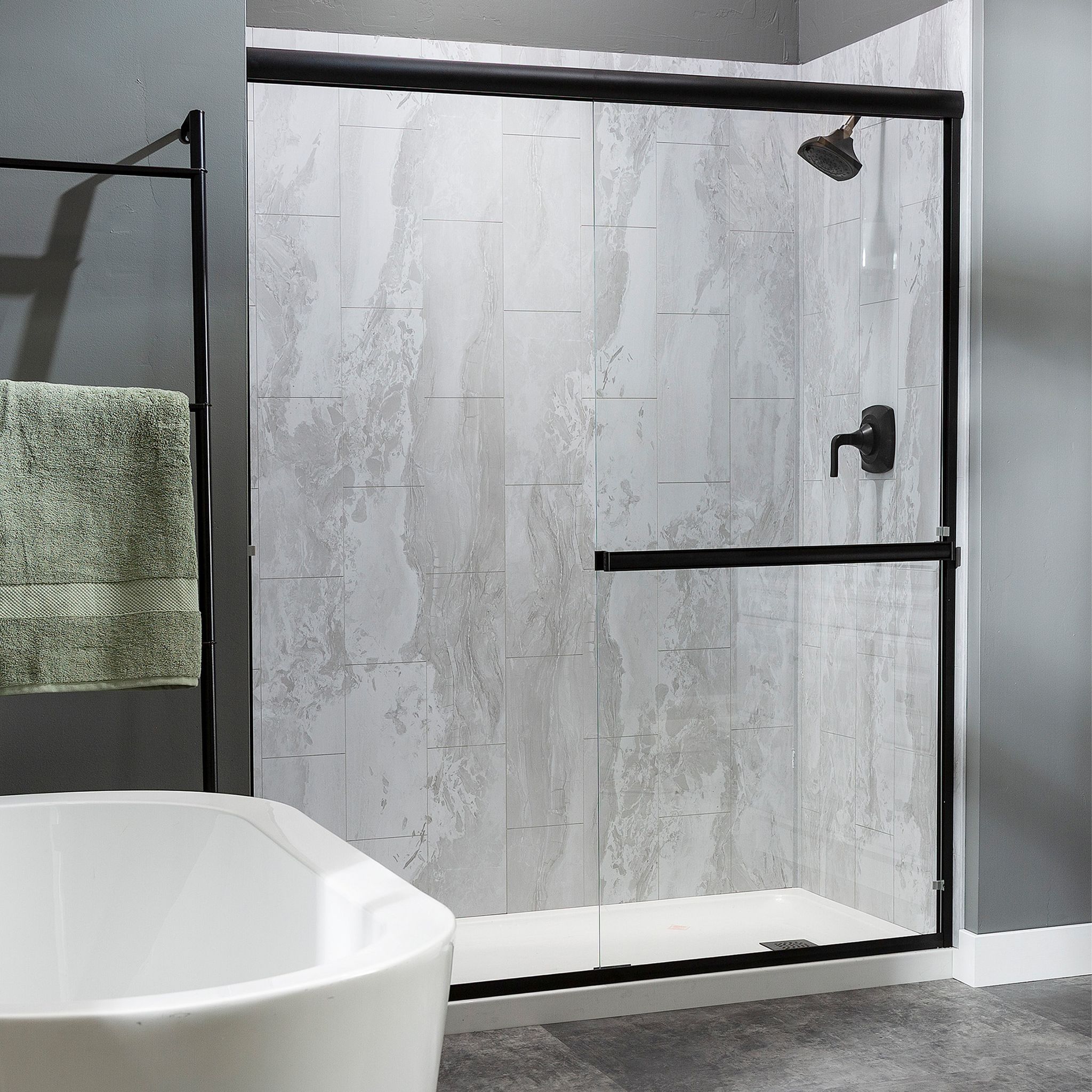 Iced Pewter Shower Wall Kit 30x60x78 | In Home Stone