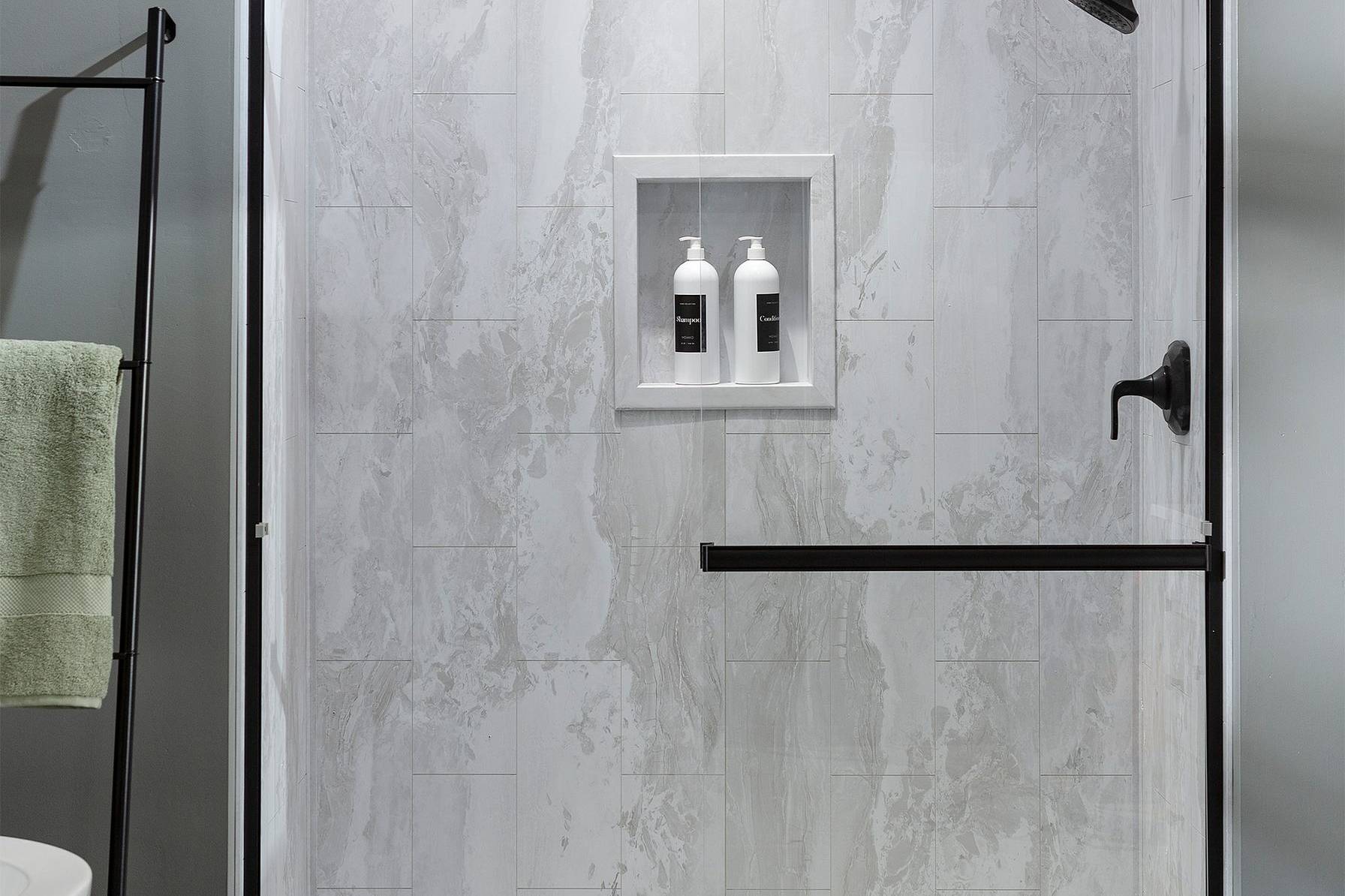 Iced Pewter Shower Wall Kit 36x36x78 | In Home Stone