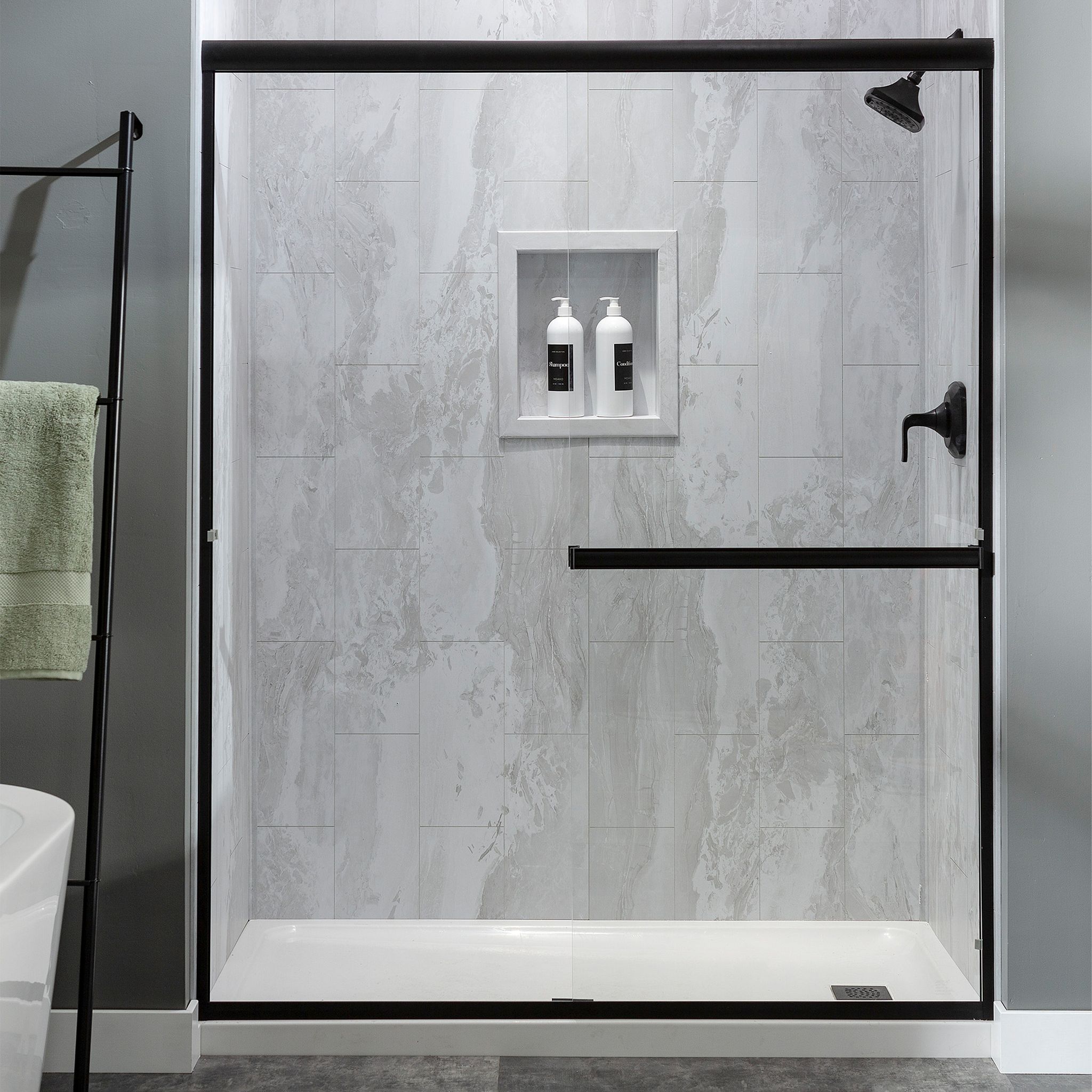 Iced Pewter Shower Wall Kit 36x36x78 | In Home Stone
