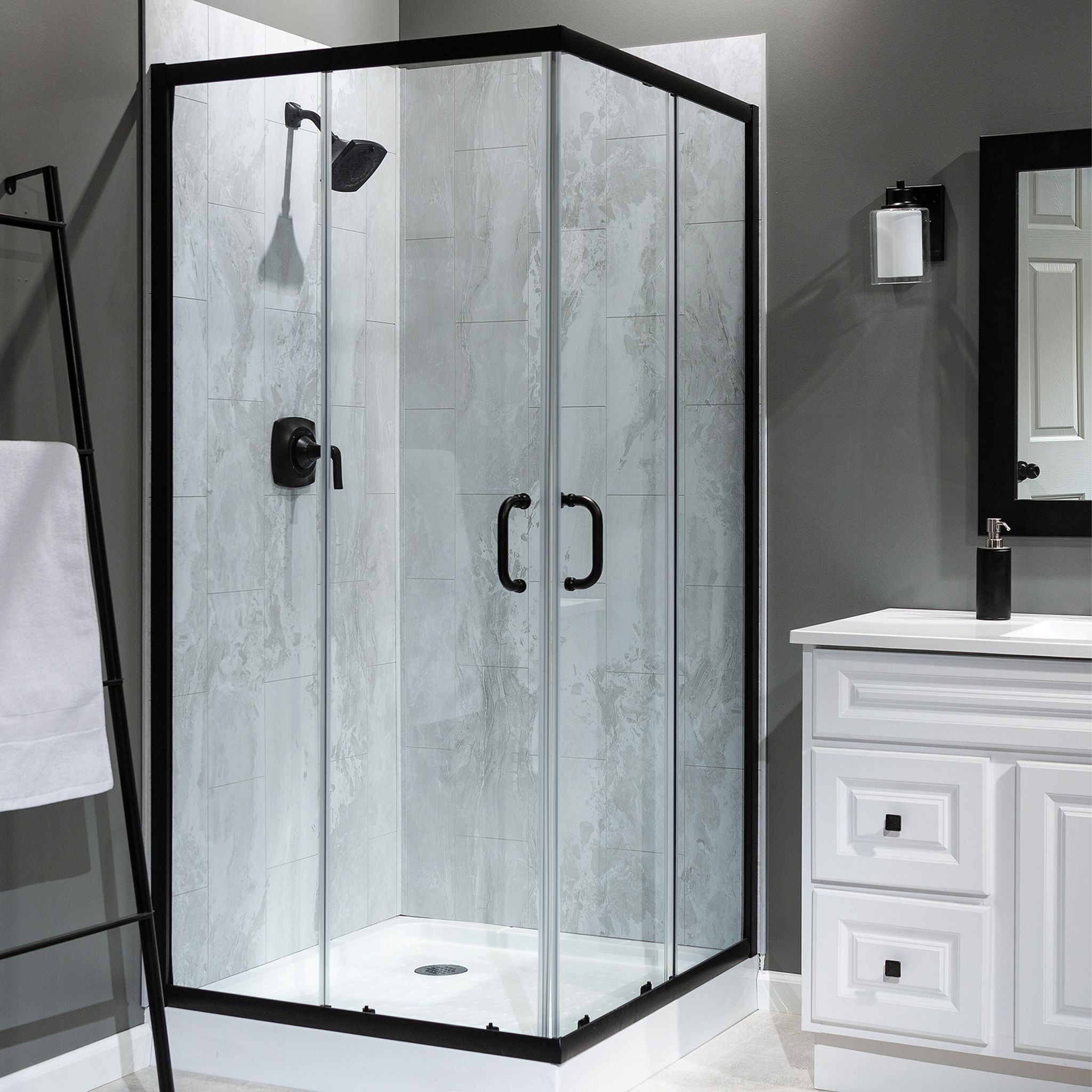 Iced Pewter Shower Wall Kit 36x60x78 | In Home Stone