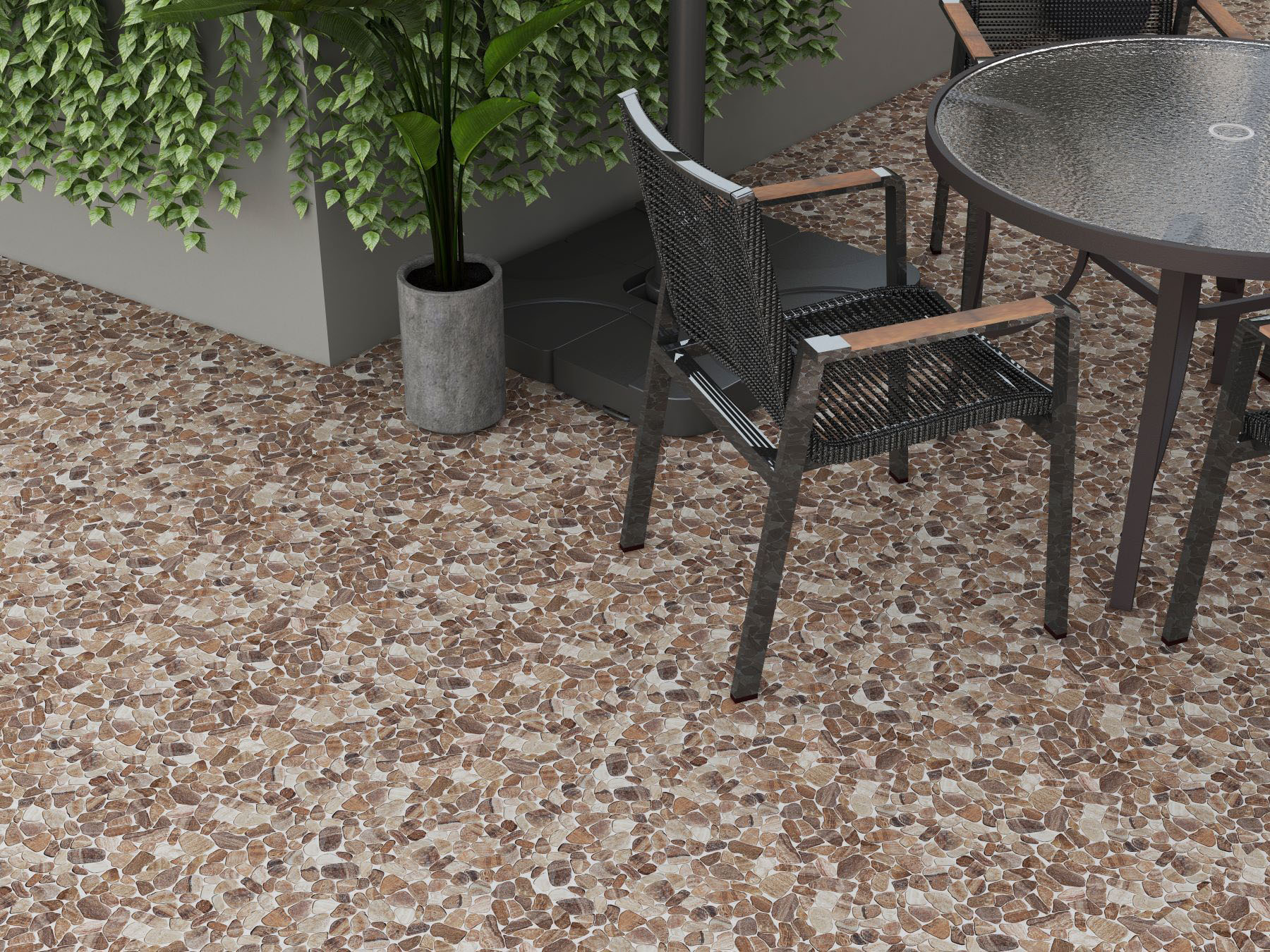 Mini Opus Matte Beige Brown Marble Stone Interlocking  | In Home Stone